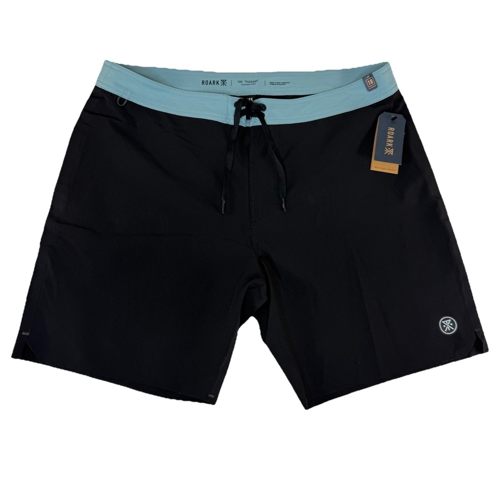 NEW Roark Passage Primo 18" Mens Boardshorts 38 Black RB400 Swim Trunks $89 MRSP